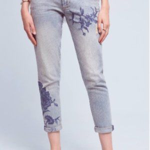 Pilcro Em Embroidered Mid-Rise Jeans